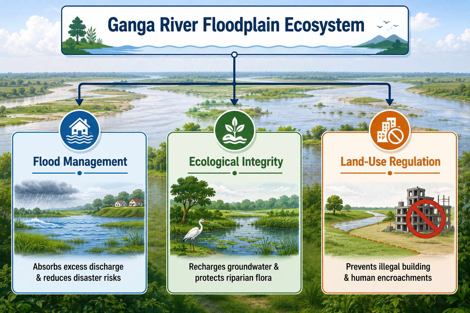 Ganga River Floodplain Ecosystem Infographic